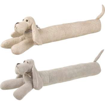 J-Line Deurstop Hond Imitatie Leder Beige/Grijs Assortiment Van 2