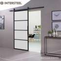 Intersteel DIY-schuifdeur Cubo zwart incl. matglas 2350x980x28mm + zwart ophangsysteem Basic