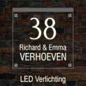 Naambord met LED verlichting 20x20 cm – Zelf ontwerpen – 1 Jaar Garantie – Modern Naambord