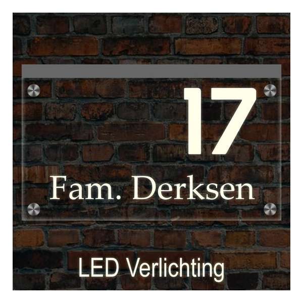 Naambord met LED verlichting 25x15 cm – Zelf ontwerpen – 1 Jaar Garantie – Modern Naambord