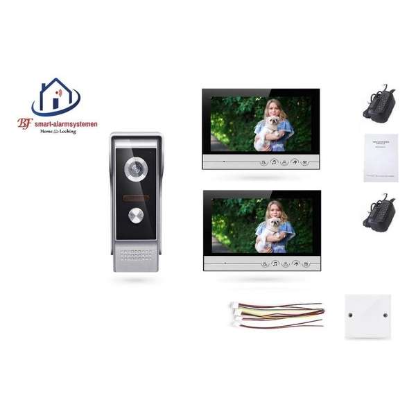 Home-Locking videofoon met 2 binnen 9" panelen.DT-2218-1-2