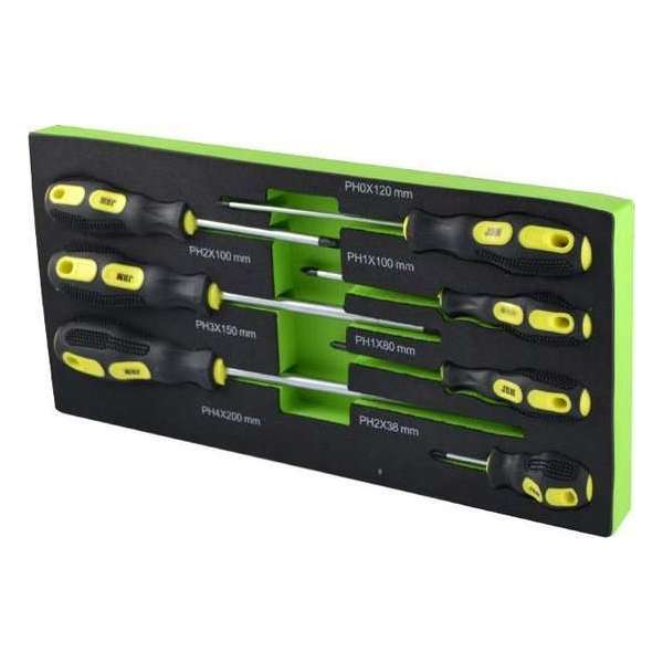 JBM Tools | Set van 7 kruiskop schroevendraaiers | Toevoeging gereedschapskar