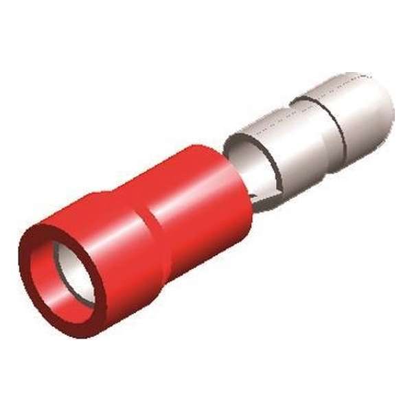 Half-geïsoleerde kabelschoen man - 4 mm - rood - 10 stuks