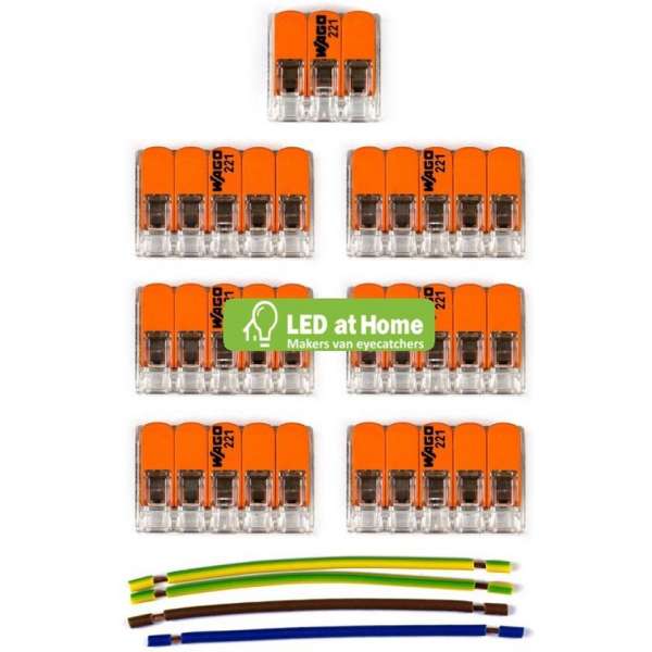 LEDatHOME - WAGO connector kit compatibel met 3x kabel voor 6 gats plafondkap