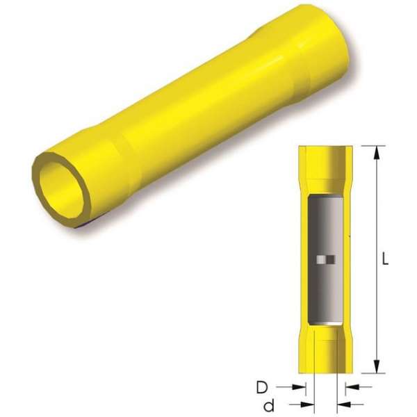 PVC doorverbinder Geel 5st - Kabelschoen - AMP connector