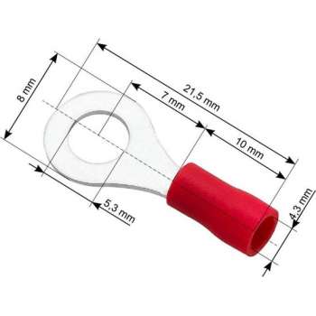 Ringkabelschoen Rood 5.3-8.0 mm - Gat diameter 4,3 mm - M5 - 100 Stuks