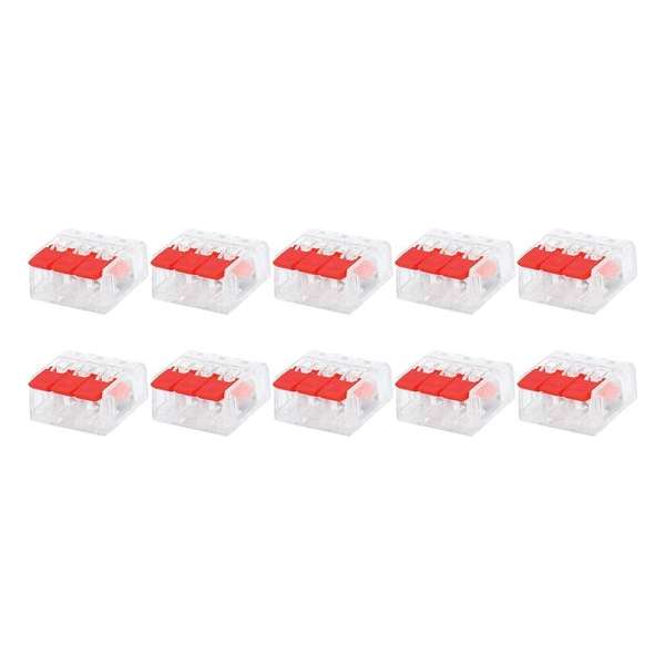 Lasklem Slim Set 10 Stuks - 3 Polig met Klemmetjes - Rood - BSE