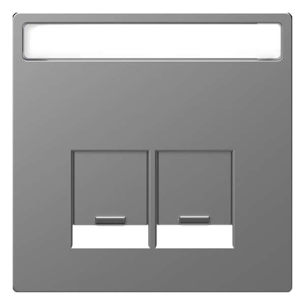 Inzetstuk RJ45 Actassi Tekstveld 2V - Kunststof - RVS Look - Systeem Design - Schneider Electric - MTN4574-6036