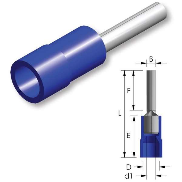 Nylon draadpen Blauw 25st - Kabelschoen - AMP connector