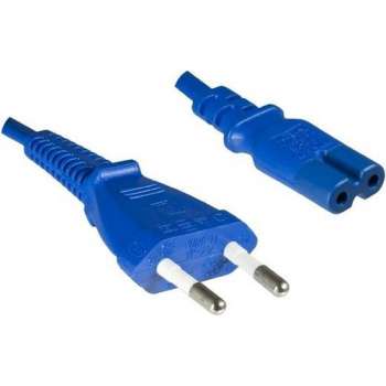 DINIC stroomkabel met rechte C7 plug en rechte stekker - 2x 0,75mm / blauw - 1,8 meter