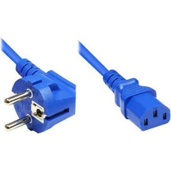 EECONN Apparaatsnoer met rechte C13 plug en haakse stekker - 3x 0,75mm / blauw - 0,50 meter