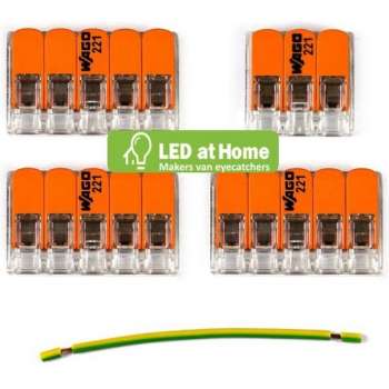 LEDatHOME - WAGO connector kit compatibel met 3x kabel voor 4 gats plafondkap