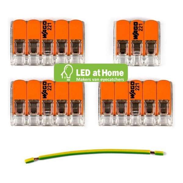 LEDatHOME - WAGO connector kit compatibel met 3x kabel voor 4 gats plafondkap