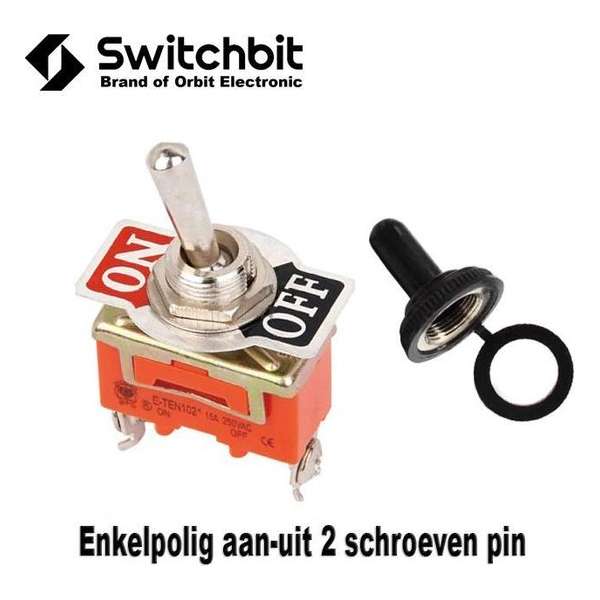 SwitchBit - Tuimelswitch enkelpolig aan-uit + afdekkapje - 15A/250V