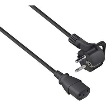 Transmedia Apparaatsnoer met rechte C13 plug en platte stekker - 3x 1,00mm / zwart - 2,5 meter