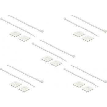 DeLOCK Tie-wraps 300 x 4,8mm (10 stuks) met zelfklevende houders (10 stuks) / transparant