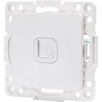 Telefoon Stopcontact - Wandcontactdoos - Aigi Jura - Inbouw - Vierkant - Kunststof - 1-voudig RJ11 - Wit - BES LED