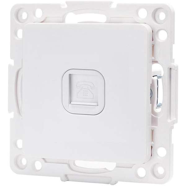 Telefoon Stopcontact - Wandcontactdoos - Aigi Jura - Inbouw - Vierkant - Kunststof - 1-voudig RJ11 - Wit - BES LED