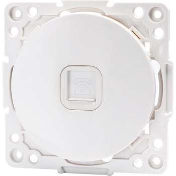 Telefoon Stopcontact - Wandcontactdoos - Aigi Jura - Inbouw - Rond - Kunststof - 1-voudig RJ11 - Wit - BES LED