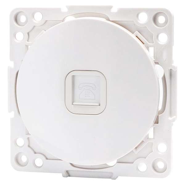 Telefoon Stopcontact - Wandcontactdoos - Aigi Jura - Inbouw - Rond - Kunststof - 1-voudig RJ11 - Wit - BES LED