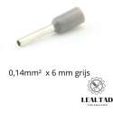 Adereindhuls 0,14 mm² x 6 mm grijs 100 stuks | Ferrule | Draadhuls | Adereindhulzen | Eindverbinder