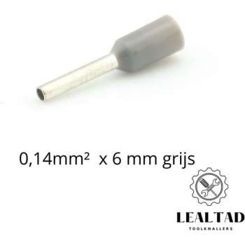 Adereindhuls 0,14 mm² x 6 mm grijs 100 stuks | Ferrule | Draadhuls | Adereindhulzen | Eindverbinder