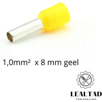 Adereindhuls 1,0 mm² x 8 mm geel 100 stuks | Ferrule | Draadhuls | Adereindhulzen | Eindverbinder