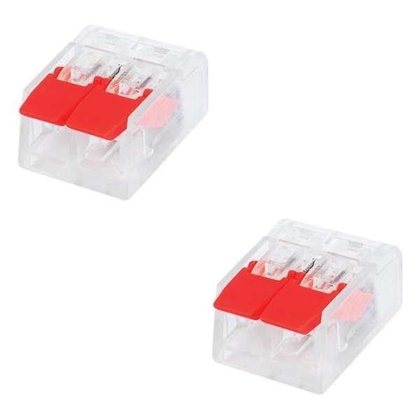 Lasklem Slim Set 2 Stuks - 2 Polig met Klemmetjes - Rood - BSE