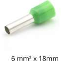 Adereindhuls 6,00 mm² x 18 mm groen 100 stuks | Ferrule | Draadhuls | Adereindhulzen | Eindverbinder