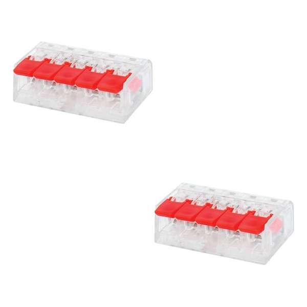 Lasklem Slim Set 2 Stuks - 5 Polig met Klemmetjes - Rood - BSE