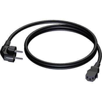 Procab apparaatsnoer met rechte C13 plug en haakse stekker - 3x 1,50mm / zwart - 0,50 meter