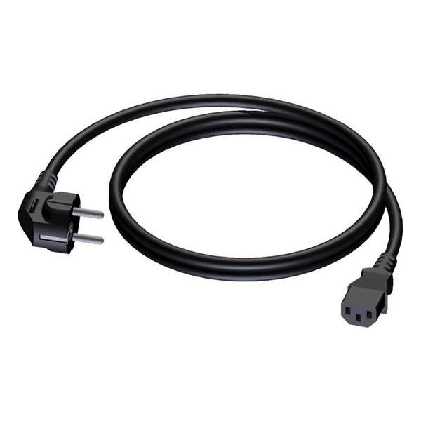 Procab apparaatsnoer met rechte C13 plug en haakse stekker - 3x 1,50mm / zwart - 0,50 meter