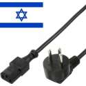 EECONN Apparaatsnoer met rechte C13 plug en haakse type H stekker (Israël) - 3x 1,00mm / zwart - 2,5 meter