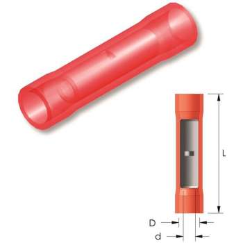 Nylon doorverbinder Rood 5st - Kabelschoen - AMP connector