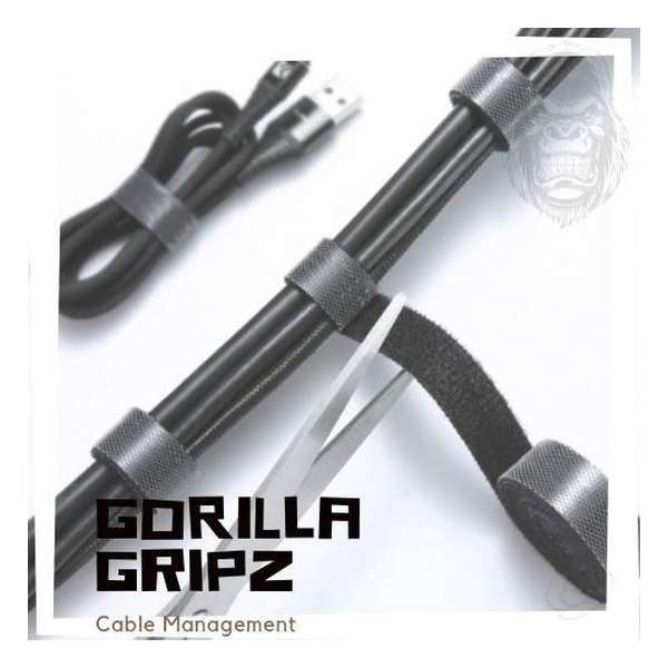 Gorilla Gripz | Klittenband kabelbinder 5 m rol Zwart Kabel Management  Cable Tie