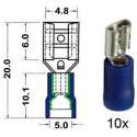 Kabelschoen schuif vrouwelijk  4.8 mm blauw 10 stuks