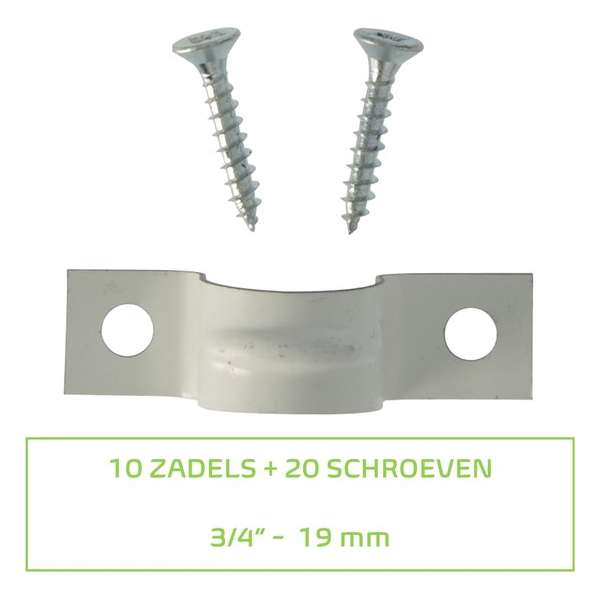 PLIEGER metalen zadel | 3/4" - 19 mm | 10 stuks + 20 schroeven voor montage