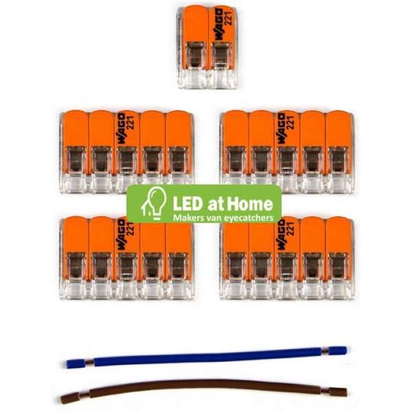 LEDatHOME - WAGO connector kit compatibel met 2x kabel voor 7 gats plafondkap