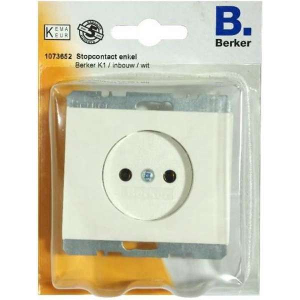 BERKER K1 stopcontact enkel, inbouw | WIT