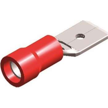 Half-geïsoleerde kabelschoen man - 6,3 mm - rood - 10 stuks