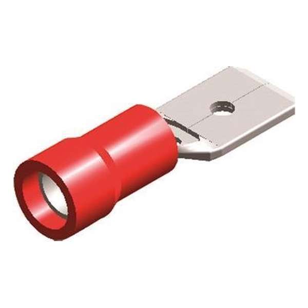 Half-geïsoleerde kabelschoen man - 6,3 mm - rood - 10 stuks