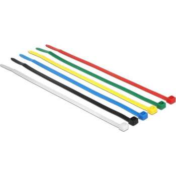 DeLOCK 18626 kabelbinder Nylon Zwart, Blauw, Groen, Rood, Transparant, Geel 200 stuk(s)