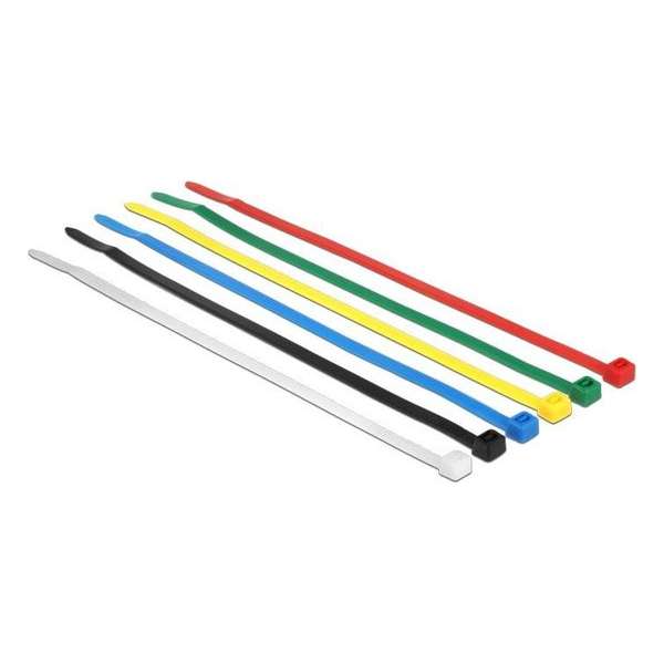 DeLOCK 18626 kabelbinder Nylon Zwart, Blauw, Groen, Rood, Transparant, Geel 200 stuk(s)