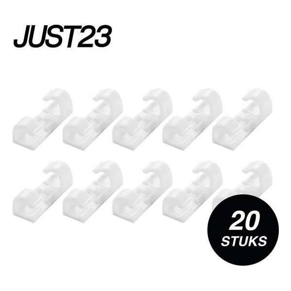 JUST23® Kabelclips - Kabelhouder - Wit - Zelfklevend - Kabelbinder - Kabel organiser