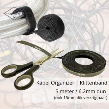 Klittenband Kabel Management | 5M / Dun 6mm | Netjes opruimen en organizen van kabels en snoeren
