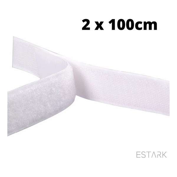 ESTARK Klittenband Zelfklevend - Velcro - 2x100 cm - Extra Sterk - Wit