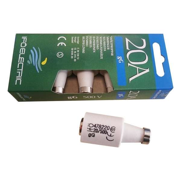 IfoElectric Diazed DII - zekering - porselein - 20 Amp - gG traag