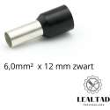 Adereindhuls 6,0 mm² x 12 mm zwart 100 stuks | Ferrule | Draadhuls | Adereindhulzen | Eindverbinder