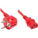 EECONN Apparaatsnoer met rechte C13 plug en haakse stekker - 3x 0,75mm / rood - 0,50 meter