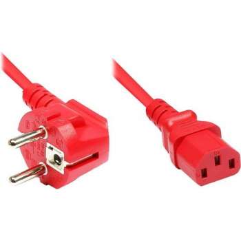 EECONN Apparaatsnoer met rechte C13 plug en haakse stekker - 3x 0,75mm / rood - 0,50 meter